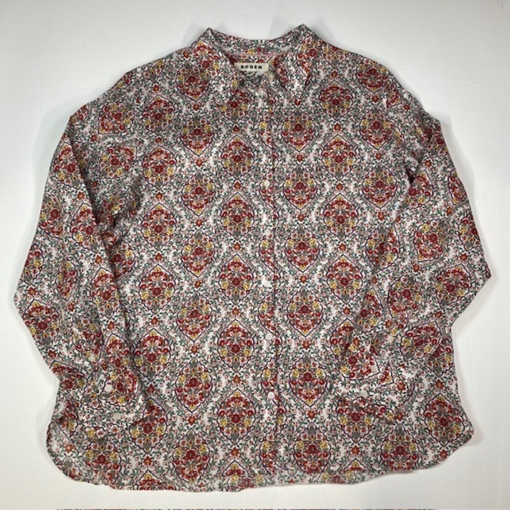 Boden Women's UK 14R‎ US 10R Floral Print Button Down Shirt Long Sleeve